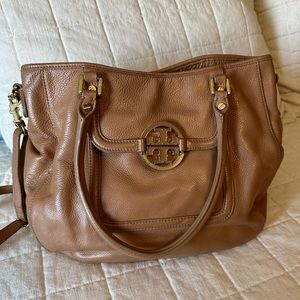 Tory Burch Tan Pebbled Leather Convertible Shoulder Bag